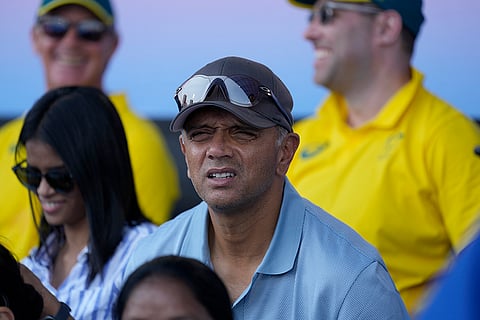 Former cricketer Rahul Dravid during India and Argentina hockey match